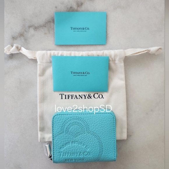Tiffany & Co. Return To Tiffany Small Zip Blue Leather Wallet NWT NEW - Picture 5 of 6